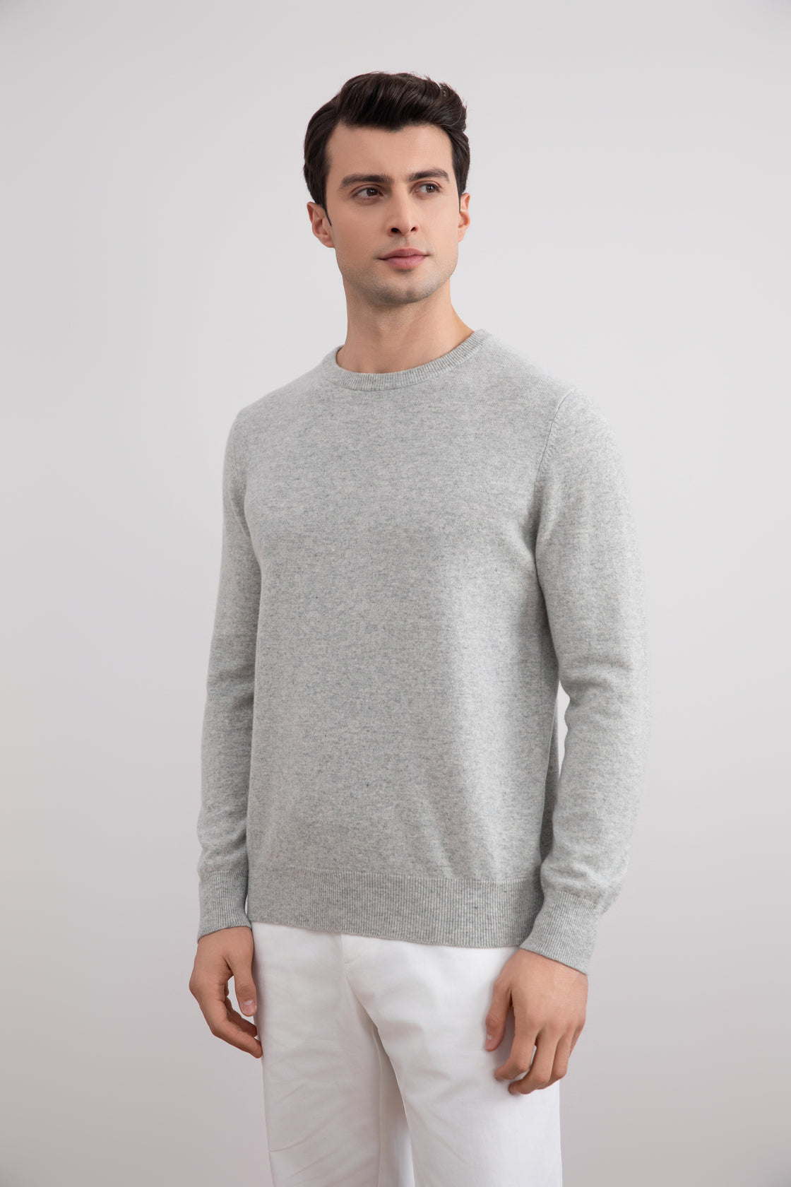 Grey Mélange Lightweight Crewneck Sweater