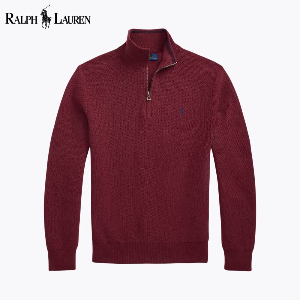 RL Mesh-Knit Cotton Quarter-Zip Sweater