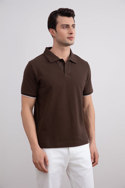 Brown Cruise Open Polo Shirt