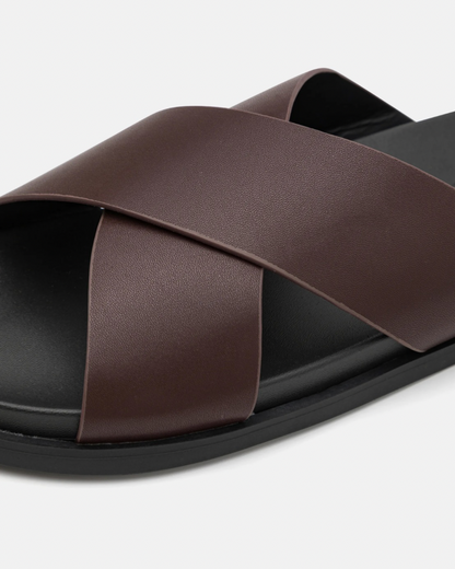 Crossover Leather Cork Sandals